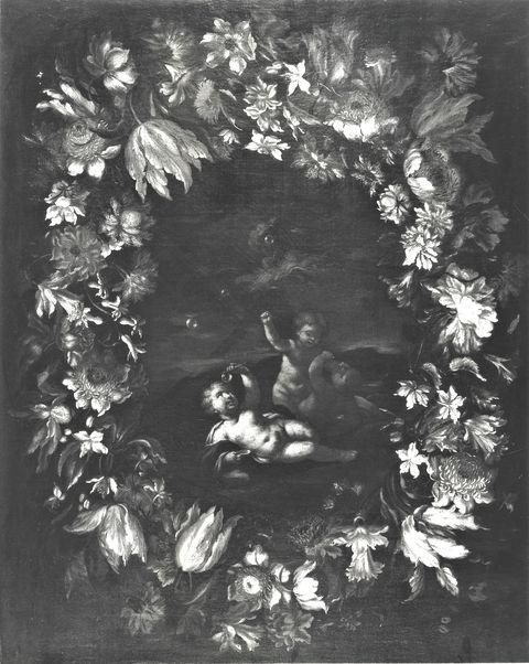 A. C. Cooper — Nuzzi Mario (Mario de' Fiori) - sec. XVII - Ghirlanda di fiori con putti — insieme